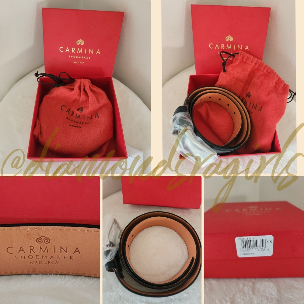 CARMINA Shoemaker Mens Cordovan Leather Belt Black Sz. 38/95 35MM New In Box - Picture 9 of 16